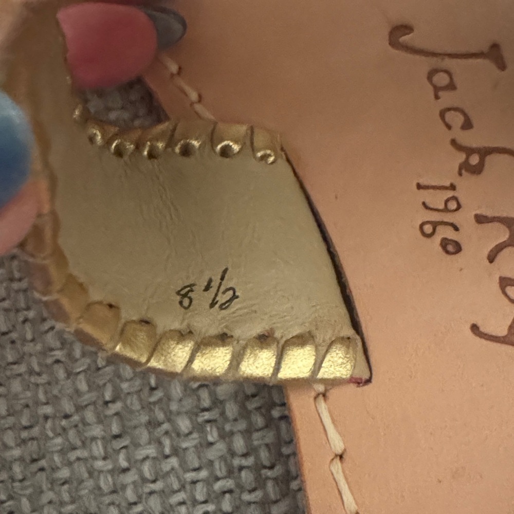 Jack Rogers Pink Leather Sandals with Gold Trim 8.5 - Picture 4 of 5